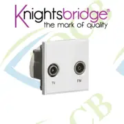 KNIGHTSBRIDGE WHITE MODULAR SCREENED DIPLEXED TV/FM DAB OUTLET, 50 x 50MM, IP20