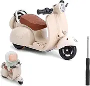 BTFO Doll Scooter Toy, Plush Toy Electric Scooter with Lights and Music, Cute Doll Motorcycle Decoration, 360° Rotatable Interactive Toy Desk