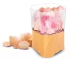 Brookstone Lomi Himalayan Salt Wood Wireless Bluetooth Lamp Speaker Light - NEW