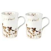 2PK Muddy Paws Decorative Dog Jack Russell Themed Ceramic Coffee/Tea Mug 360ml