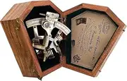 9 inch Vintage Brass Sextant – Nautical Navigation Instrument with Hardwood Box | Maritime Collectible