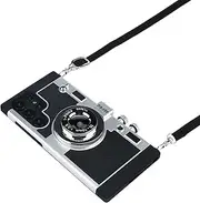 [Awsaccy] Emily in Paris Phone Case for Samsung Galaxy S22 Ultra 5G 6.8 Inch Camera Case Vintage Cover Cute 3D Cool Unique Design Silicone Case with Removable Neck Strap Lanyard for Girls Women Black