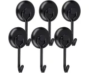 Strong Magnetic Hook 14 kg 20D Magnetic Fridge Hook Black Neodymium Swivel Magnet Hook Magnetic Hooks for Kitchen Dish Towel Table 6pcs