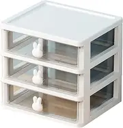 Small Drawer Organizer for Desk, Desk Organizer Clear Plastic Desk Storage Box with 3 Drawers for Office Supplies Makeup