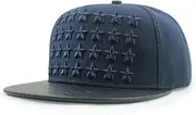 [HAMKVBPR] Baseball Cap Unisex PU Leather Brim Hip Hop Flat Brim Baseball Cap Outdoor Cap Outdoor Sports Hat(Navy Blue)
