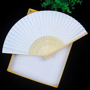 中國風雙面空白扇子漢服宣紙古風折扇女手繪白紙扇寫字書法隨身小