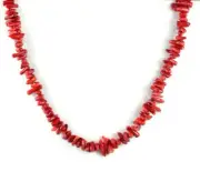 Semi-Precious Gemstone Red Coral Chips 15" Luxury Handmade Women's Necklace