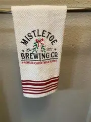Mistletoe Brewing Company-Machine Embroidered Hand Towel-Christmas