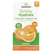 Swanson, Simply Hydrate, Electrolyte Hydration Mix, Orange, 30 Stick Packs, 0.21 oz (5.84 g) Each