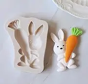 TTOA - Bunny Carrot Silicone Fondant Mould| Rabbit Icing Mould | Easter Chocolate Mould | Animal Shape Mould