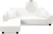 Sectional Couch Covers L Shape Sofa Covers Super Stretch 2pcs Sofa Slipcovers for 3 + 3 Seaters Sectional Chaise Slipcover with 2pcs Pillow Covers for Pets Kids, White