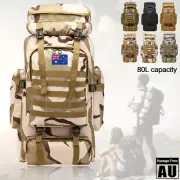 80L Military Tactical Backpack Hiking Camping Rucksack Outdoor Trekking Army Bag