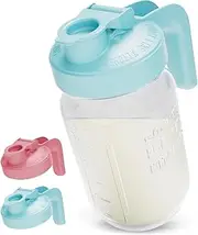 County Line Kitchen Glass Breast Milk Pitcher with Lid - Wide Mouth, 1 Quart (32 oz) - Heavy Duty, Leak Proof - Sun & Iced Tea Pitcher, Cold Brew Coffee, Breast Milk Storage, Water - Light Blue