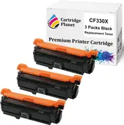 3 Pack Black Compatible Toner Cartridge Replacement for HP 654X CF330X (20,500 Pages) for HP Color Laserjet Enterprise M651dn M651n M651xh