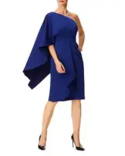 Aidan Mattox L64607 Royal Sapphire Draped One Shoulder Cocktail Dress Size 16