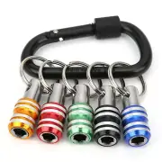5pcs 1/4'' Hex Shank Quick Release Keychain Screwdriver Easy Bit Holder Parts