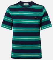 [Miu Miu] Miu Miu Logo striped cotton jersey T-shirt AU 14 multicoloured