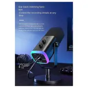 AM8 Dynamic Microphone with RGB Control/Headphone Jack/Mute,MIC for PC Gaming Recording Streaming White