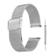 Mesh Watch Bands for Men,Metal Mesh Watch Strap with Tools(20mm, Silver)