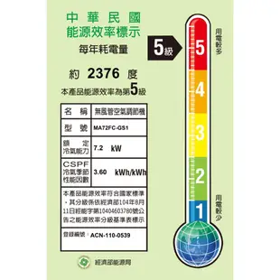 《再議價》東元【MS72FC-GS1/MA72FC-GS1】東元定頻GS系列分離式冷氣11坪(含標準安裝)
