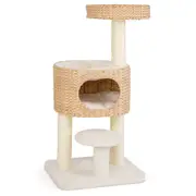 Costway Sisal Scratching Posts Indoor Cat Tree Modern Cat Tower w/ Top Perch White