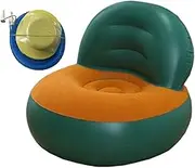 Inflatable Sofa Lounge Chair Air Couch, Multifunctional Single Inflatable Chair Lazy Sofa for Home Travel Outdoor Camping, Green and Orange