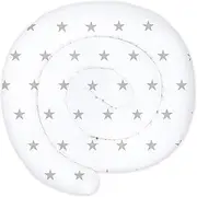 Totsy Baby XXL Bed Snake, Bed Pillow, Nursing Pillow, Bed Edge Protection, Decorative Cushion, Bed Border Snake, XL, Handmade, Grey Stars on White, 150 cm