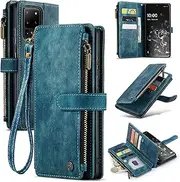 ELEPIK for Galaxy S20 Ultra Wallet Case with Card Holder, Kickstand, Wristlet for Women Men, Durable PU Leather Magnetic Wallet Phone Case for Samsung Galaxy S20 Ultra, Elegant Blue