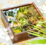 Handcrafted 9-Compartment Wooden Spice Box with Glass Lid – Akashiya Wood
