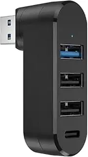 USB Port Splitter - 4-Port USB 3.0 Hub, Rotatable USB Expander | Multi USB Port Adapter, USB 3.0 Splitter for Laptop, Desktop, USB Hub Station for Car, Portable USB Expansion Device