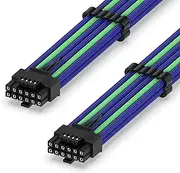 EZDIY-FAB 16AWG PCI-e 5.0 12VHPWR PSU Sleeved Cable, 600W 12+4 Pin Male to 12+4 Pin Male Cable for RTX4070Ti Super, 4080 Super, 4090, 60cm/23.62in-Purple Green