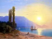 Art Aivazovsky Sunset Over Yalta Mural Ceramic Backsplash Bath Tile #2375