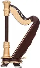 Vaguelly Realistic Mini Harp Model Vintage Miniature Harp Wooden Instrument Model Home Decor Accessory