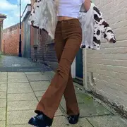 High-Waist Boot-Cut Jeans Brown - L