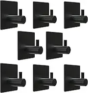 BLEMO Stainless Steel 8Pcs Anti-Skid Heavy Duty Wall Hooks, Modern Design, Rust Resistant, Easy Install, 6.6Lbs Capacity, Matte Black Finish, Suitable for Smooth Surfaces