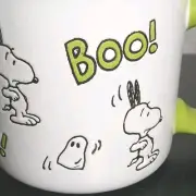 Peanuts Snoopy Ghosts Halloween 21 oz Large Coffee Cup Mug Boo! Green White