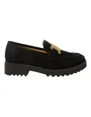 [Easy Steps] Valley Flat Suede Loafers in Black