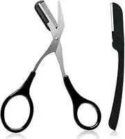 Precision Trimmer Eyebrow Scissors Remover Beauty Tool with Comb and Non Slip Finger Grips