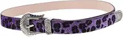 [OATIPHO] Vintage Ladies Western Belt: Leopard Print Design Wide Fashion Waist Belt For Pants Jeans Dress Ideal For Outdoor Activities And Casual Outfits Purple