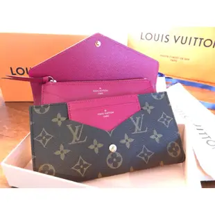 LV 正品女用皮夾含卡片夾與零錢包三用