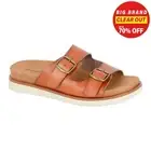 Cipriata Tiberia Womens Slip On Buckle Designer Slides Mule Sandals Tan