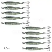 10pcs Silver 1.5oz Fishing Mega Live Baits Metal Lures Luna Jig holographic NEW