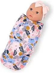LullaBaby – 14-inch Realistic Baby Doll – Hazel Eyes & Huggable Soft Body – Floral Swaddle & Pink Bow Headband – Pretend Play – Baby Doll & Floral Swaddle