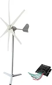 AISINILALAO 1000W No Noise Vertical Magnetic Wind Generator,6 Blades with Charge Controller 12V 24V 48V 220V Permanent Magnet Generator for Outdoor Garden(White),12v