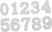 Generic 10 Pcs Faux Pearl Rhinestone Iron Numbers Patch Bling Glitter Applique for Clothing DIY Craft Durable Eye Catching Design Fashionable Embellishments