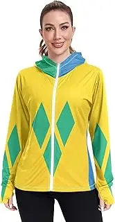 [GAIGEO] Womens Rash Guards Jacket Sun Shirts UV Rashguard Long Sleeve Tops UPF 50+ Saint Vincent Grenadines Flag S
