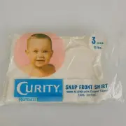 Curity Kendall Snap Front Shirt 0-3 Mos White Baby Infant Vintage NEW