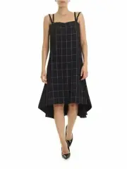 NEW! McQ Alexander Mcqueen Check WOMENS printed dress Navy US SIZE 12 EU SZ XXL