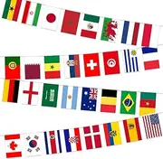 50 Flags of the World 2024, 15m Banner Bunting Various National Flag, for Paris International Games, Clubs, School, Eurovision Party Decorations
