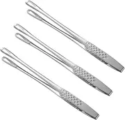Set of 3 Food Clips Stainless Steel Barbecue Tongs Steak Clips Picnic Tongs Easy to Clean Store for Kitchen Outdoor